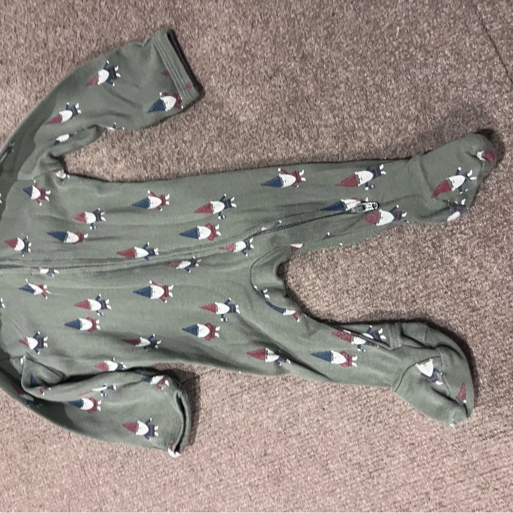 Charming Green Fox Print Kids Footie